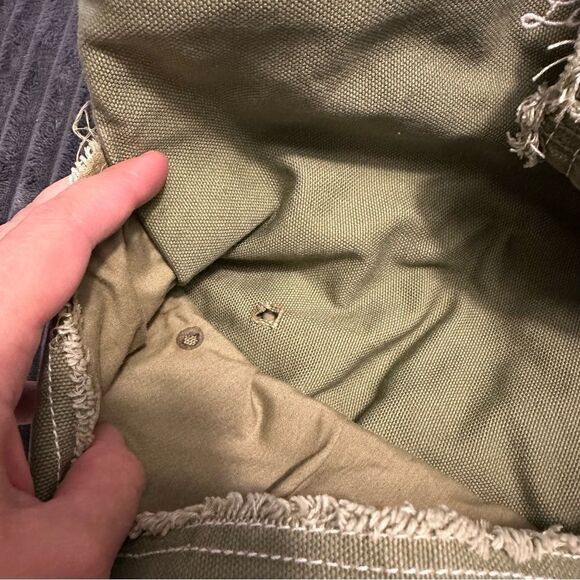 Life is Good Canvas Tote Bag Frayed Edge w/ Heart Green - Picture 5 of 8